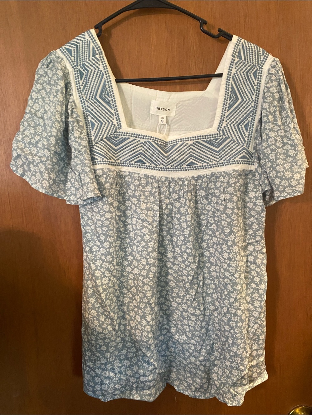 Heyson Blue Floral Square-Neck Tunic Top